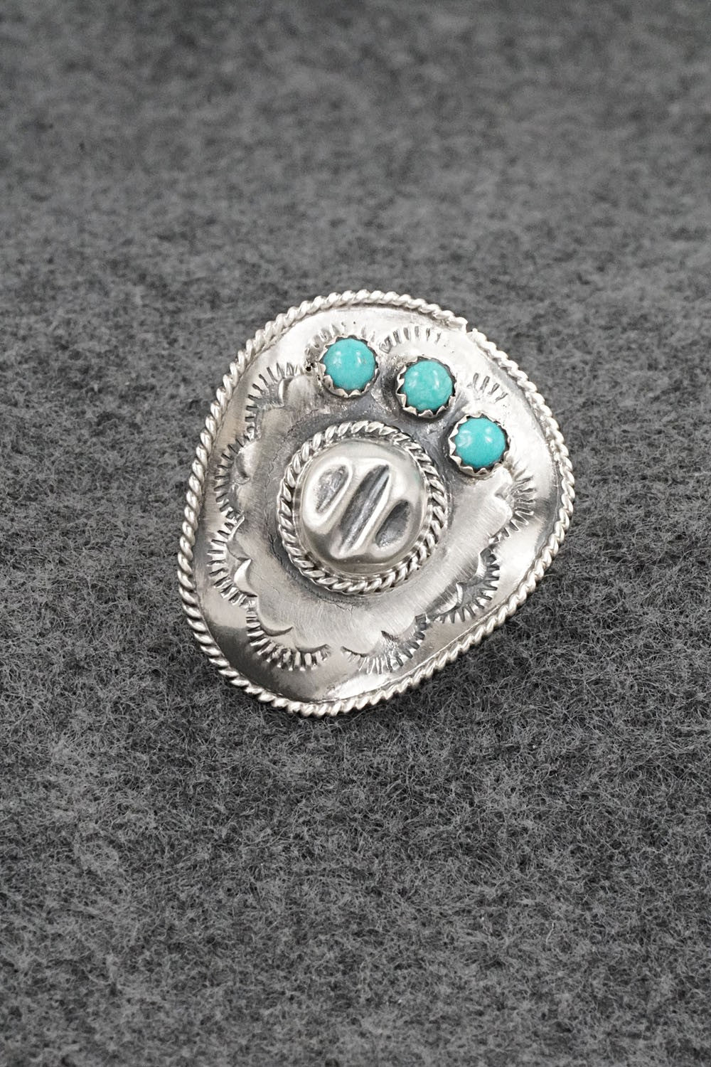 Turquoise & Sterling Silver Ring - Bobby Platero - Size 8.5