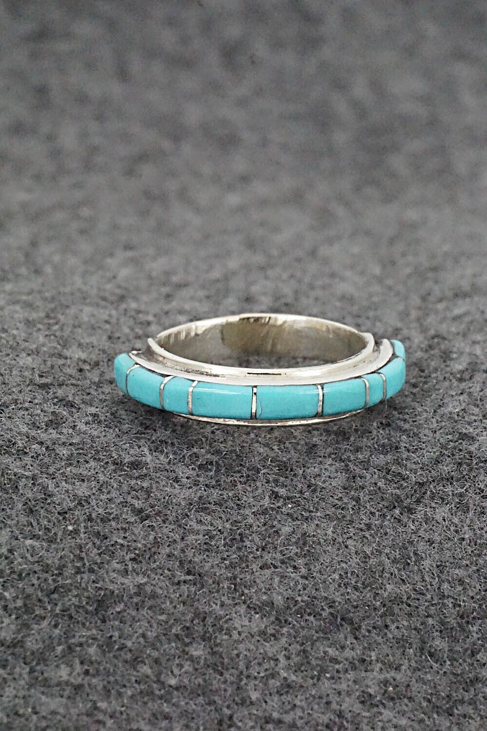 Turquoise & Sterling Silver Ring - Roland Natachu - Size 7.75