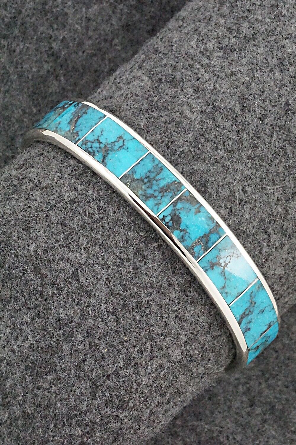 Turquoise & Sterling Silver Inlay Bracelet - Larry Loretto
