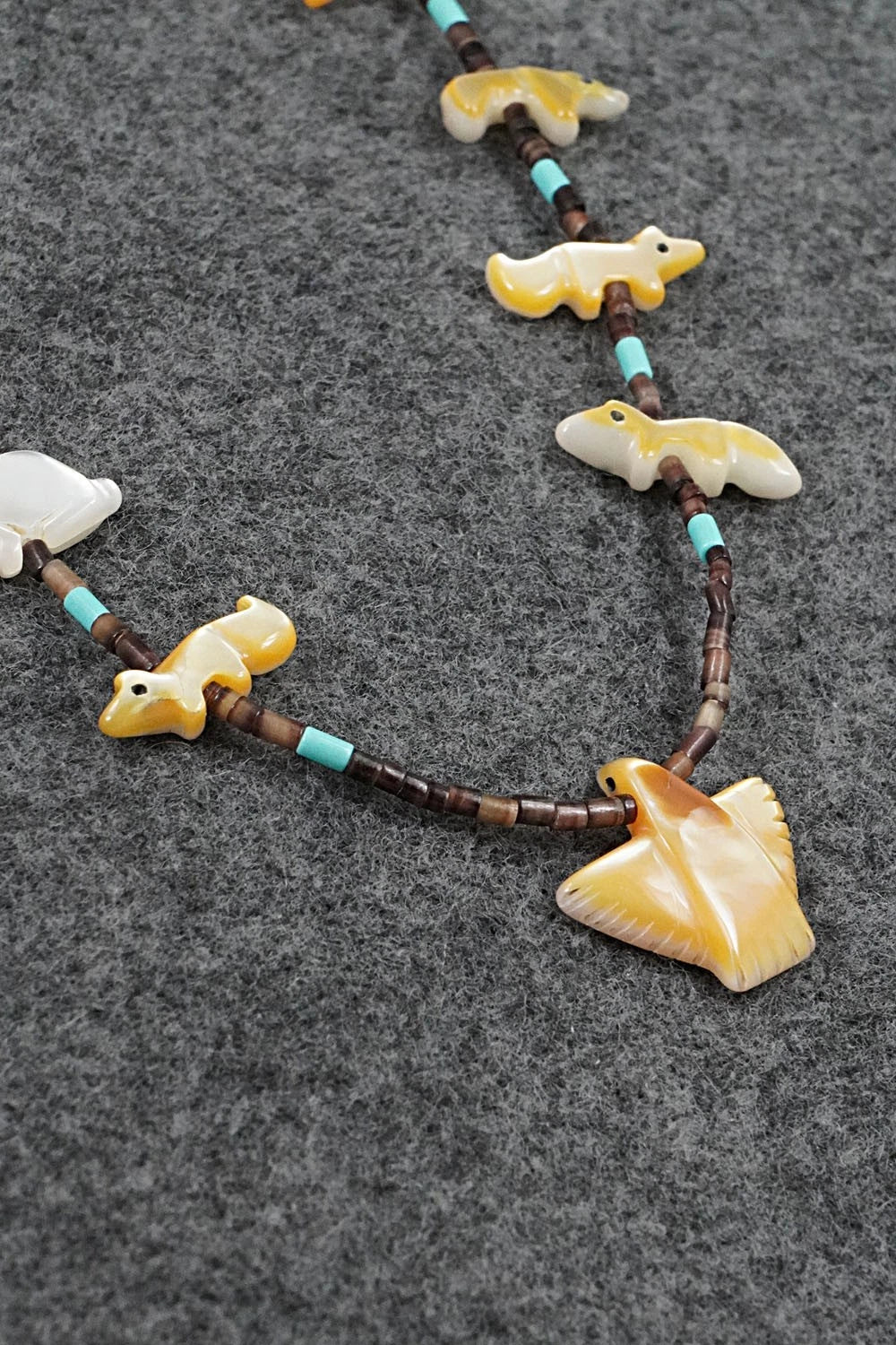 Multi-Stone Fetish Carving & Sterling Silver Necklace - Hector Goodluck