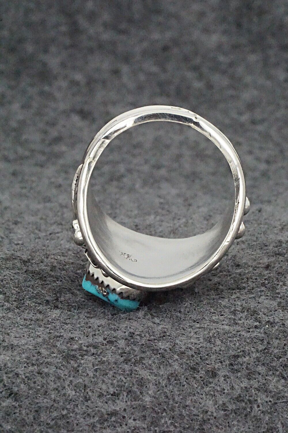 Turquoise & Sterling Silver Ring - Jeannette Saunders - Size 13.5