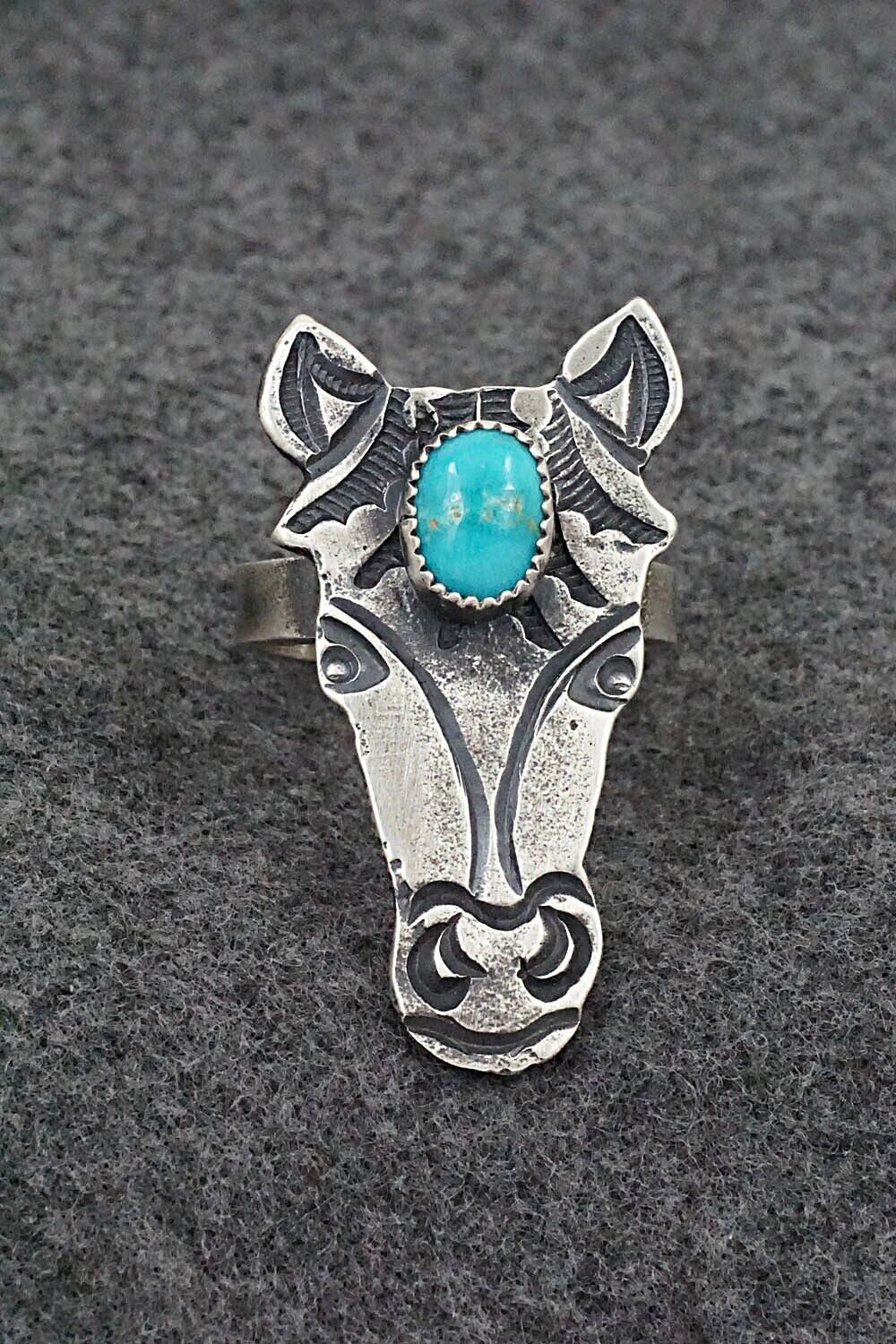 Turquoise & Sterling Silver Ring - Kindale Bilah - Size 10.5 (Adj.)