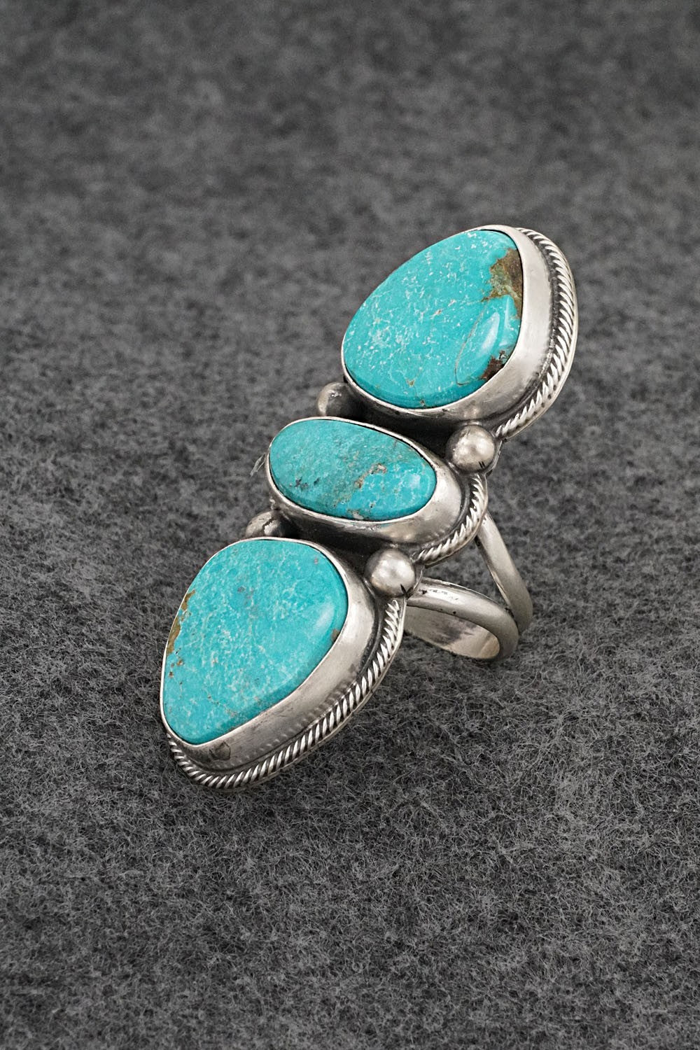 Turquoise & Sterling Silver Ring - Kathleen Livingston - Size 7.5 Adj.