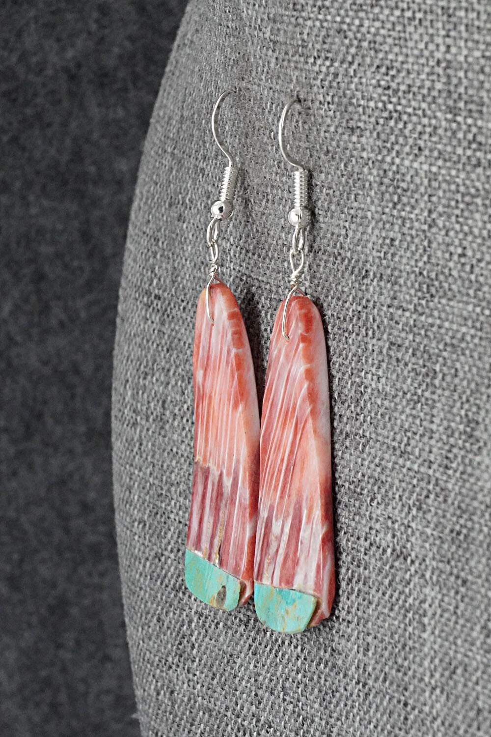 Spiny Oyster, Turquoise & Sterling Silver Earrings - Louise Pete
