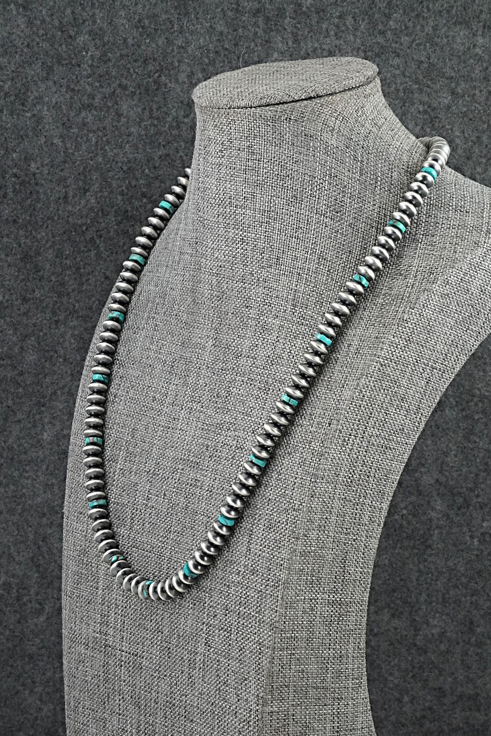Turquoise & Sterling Silver Navajo Pearl Necklace 20" - Tonisha Haley