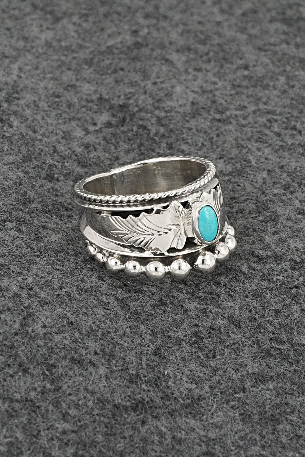Turquoise & Sterling Silver Ring - Tom Lewis - Size 8.5