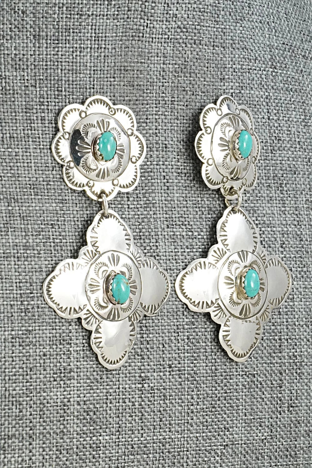 Turquoise & Sterling Silver Earrings - Bertha Begay