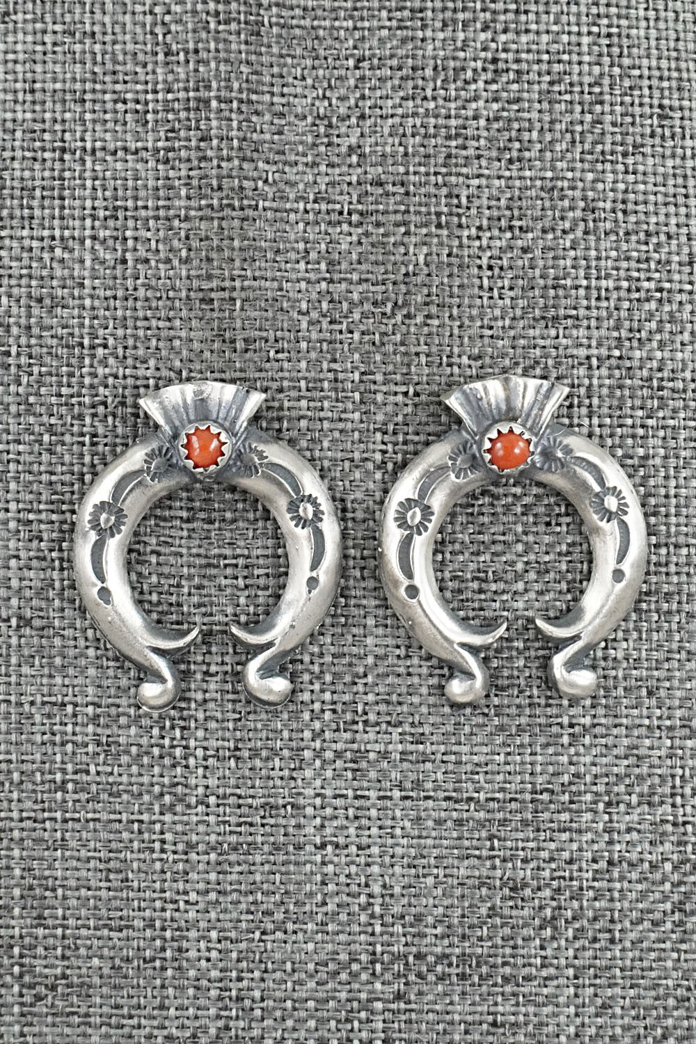 Coral & Sterling Silver Earrings - Adrienne Gordon