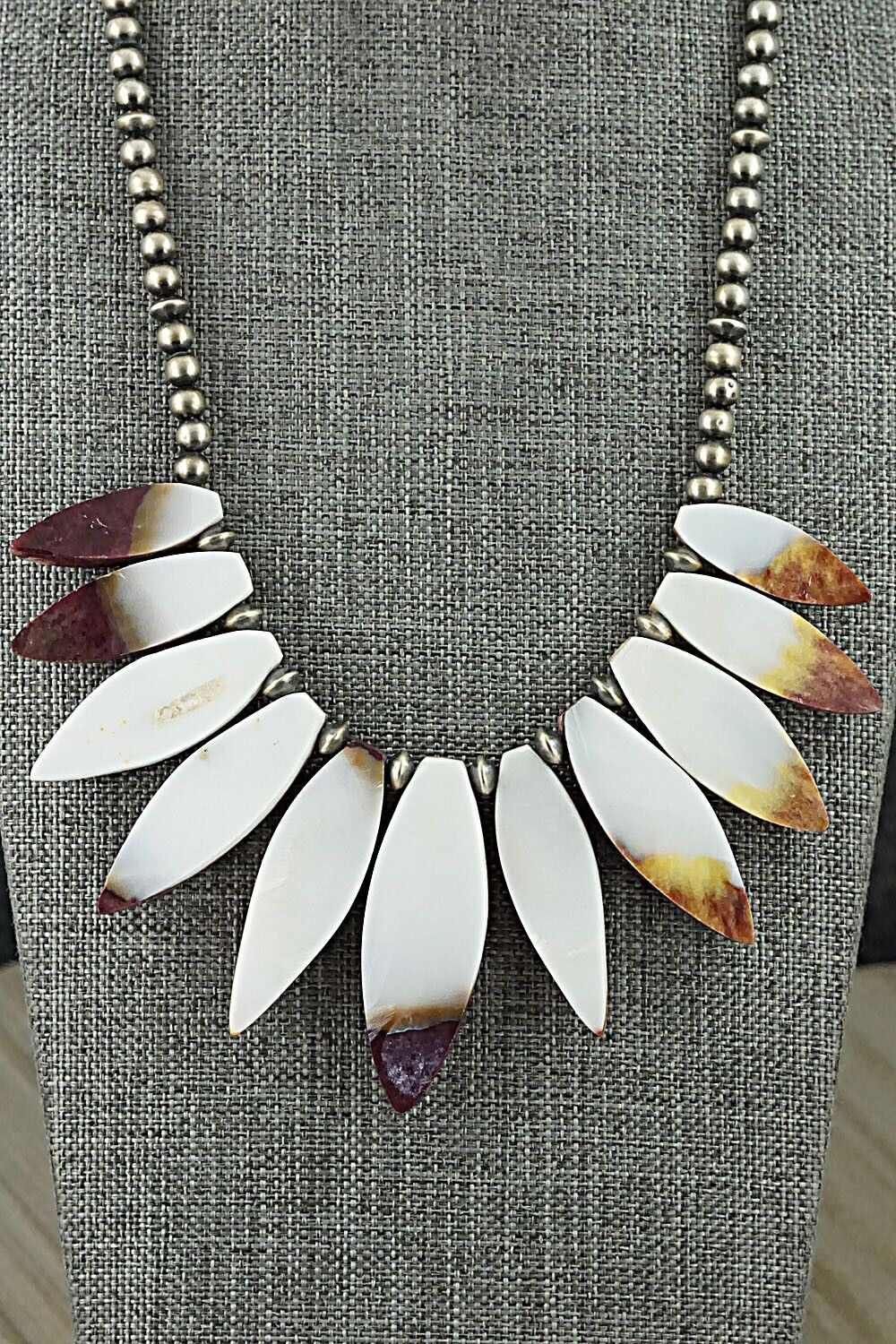 Spiny Oyster & Sterling Silver Necklace - Louise Joe