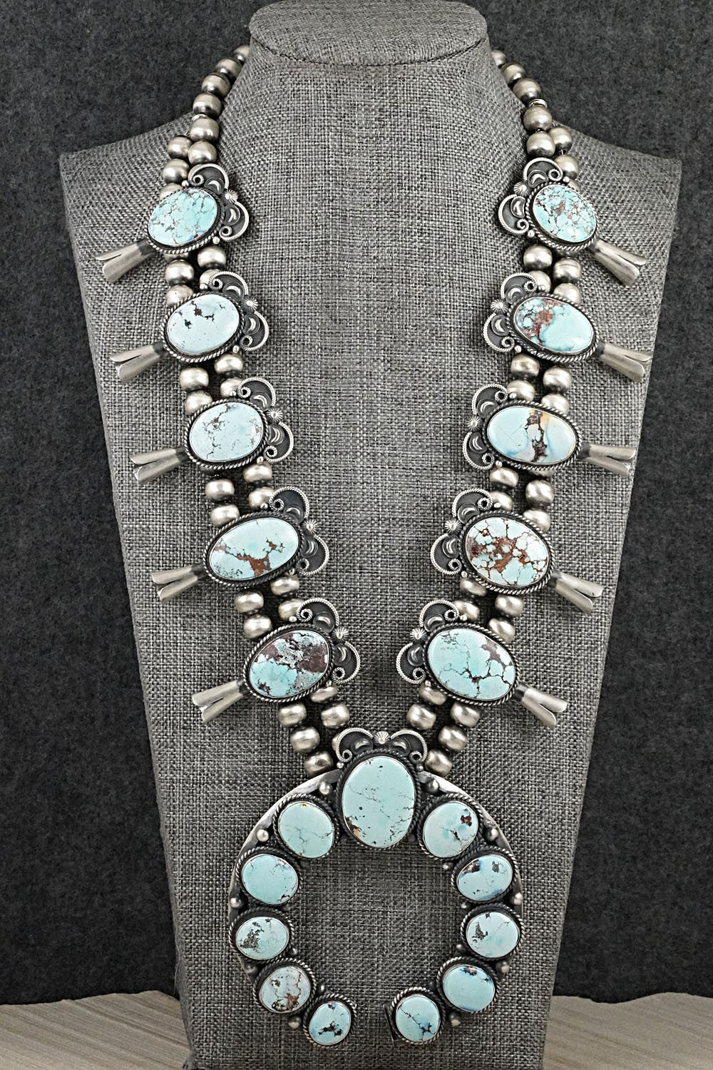 Turquoise & Sterling Silver Squash Blossom Set - Derrick Gordon