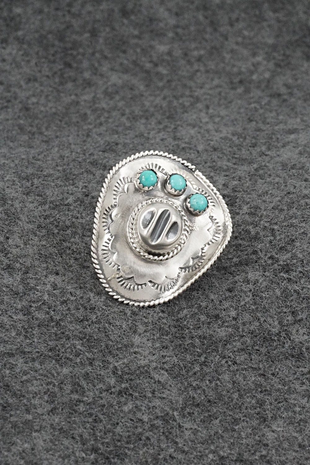 Turquoise & Sterling Silver Ring - Bobby Platero - Size 5.5