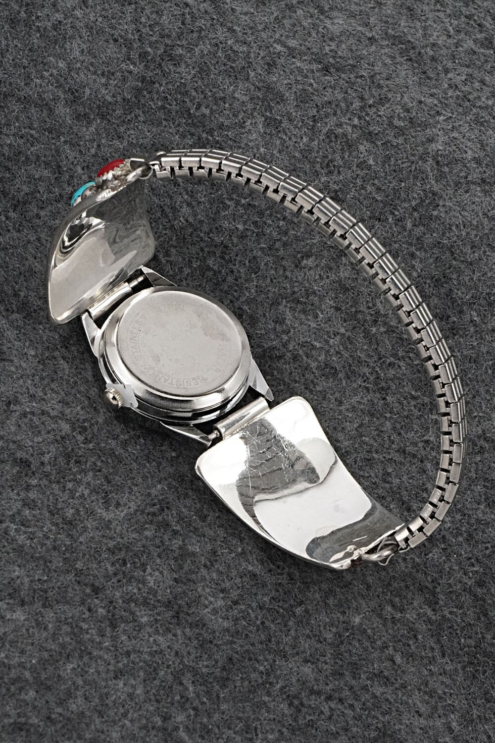 Turquoise, Coral & Sterling Silver Watch Bracelet - Paul Largo
