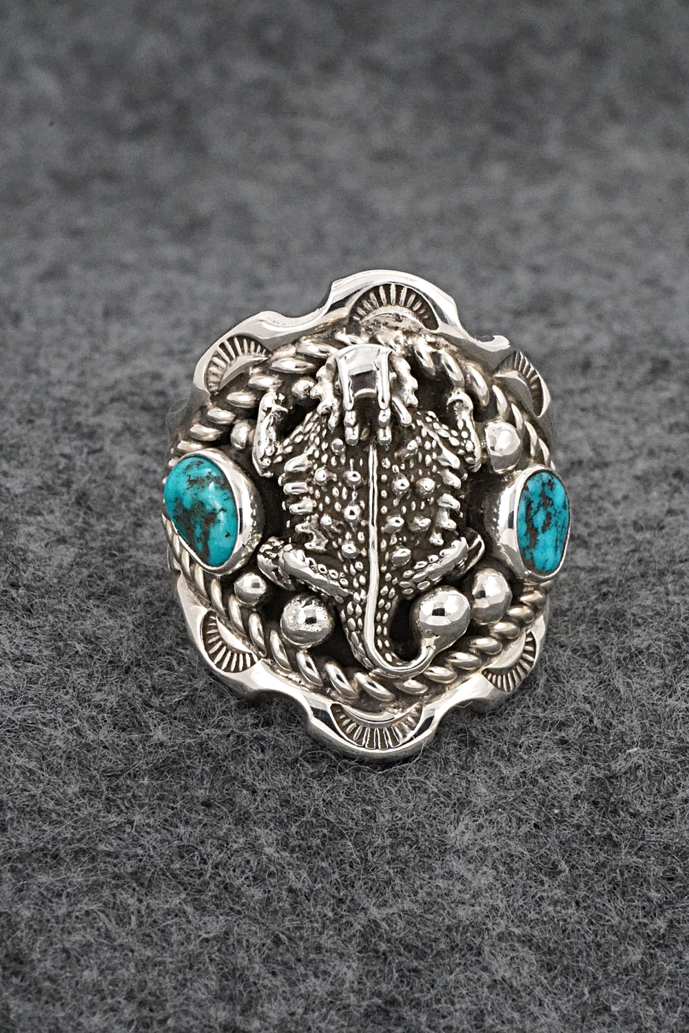 Turquoise & Sterling Silver Ring - Melvin Jones - Size 10.5