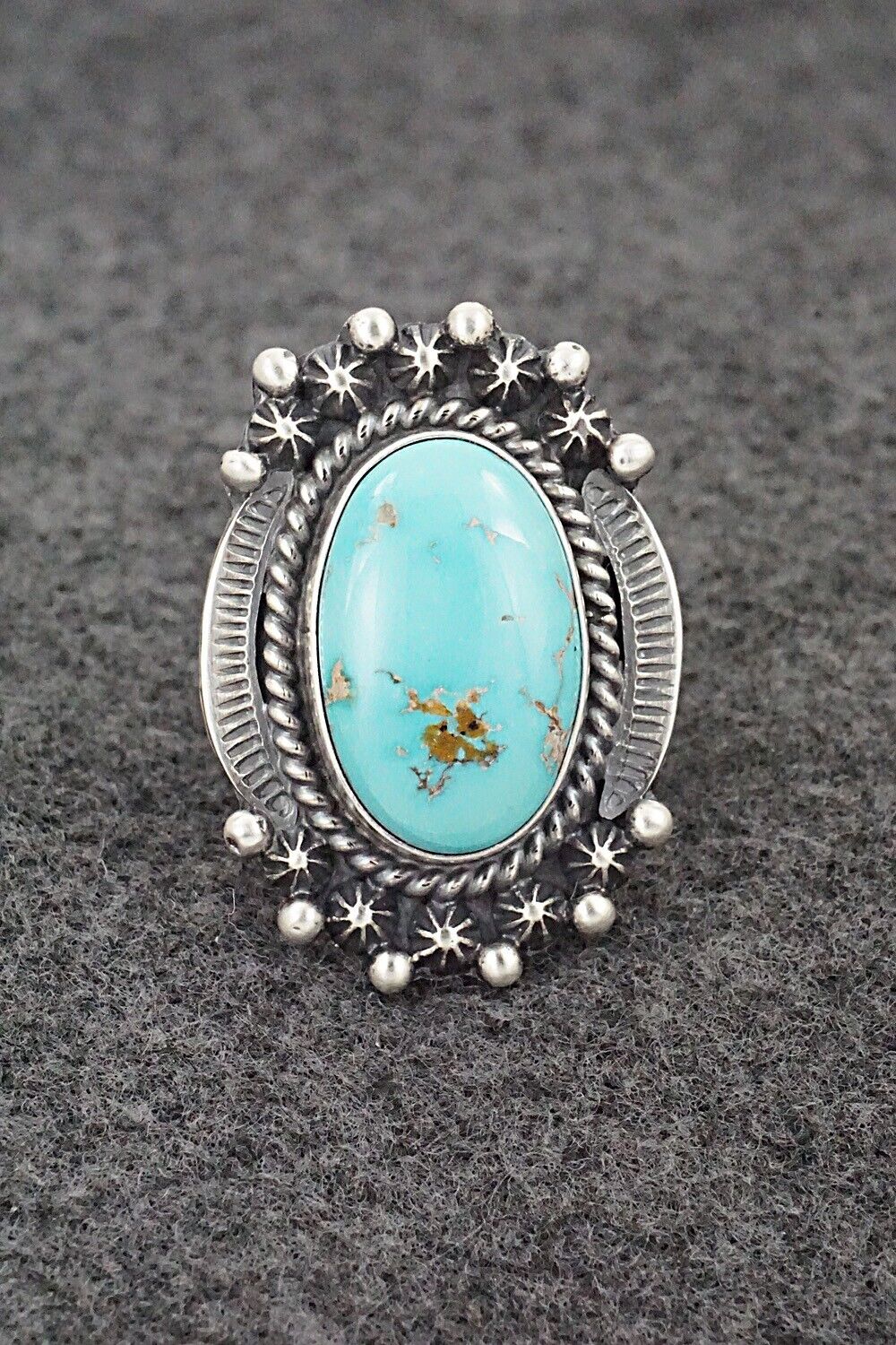 Turquoise & Sterling Silver Ring - Raymond Delgarito - Size 6