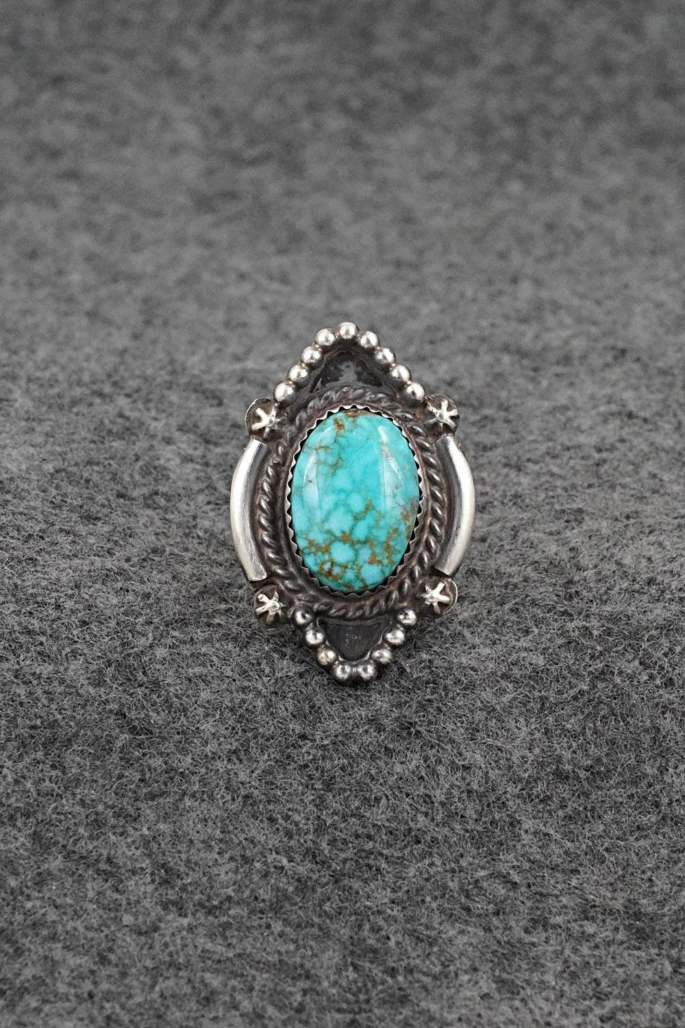 Turquoise & Sterling Silver Ring - Leslie Nez - Size 7.5