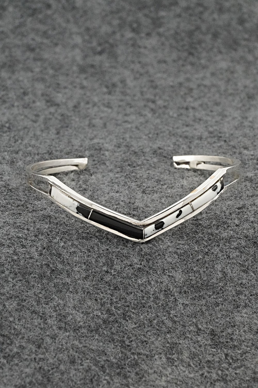 White Buffalo & Sterling Silver Inlay Bracelet - Jamie Johnson