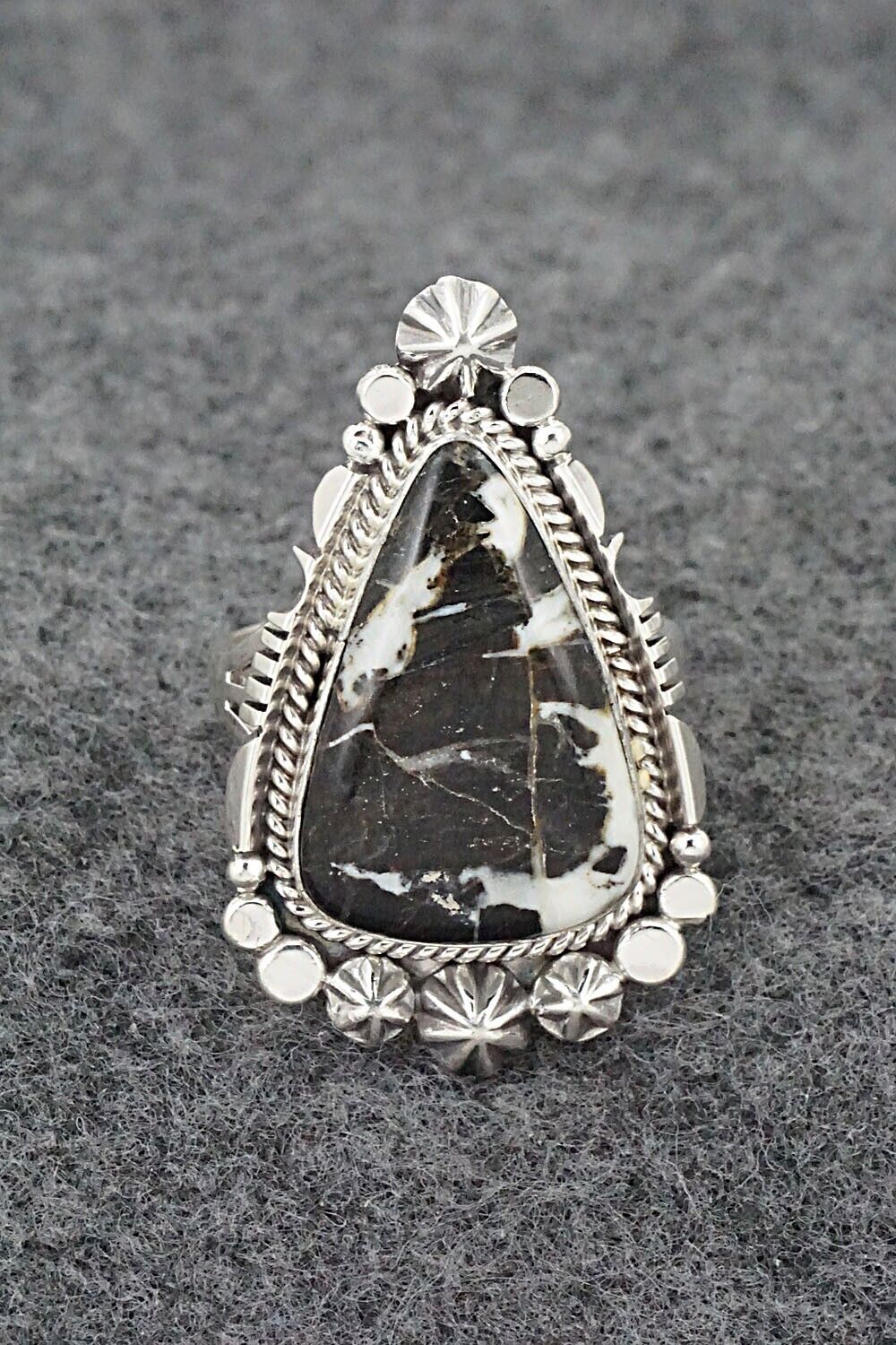 White Buffalo & Sterling Silver Ring - Daniel Benally - Size 9.75