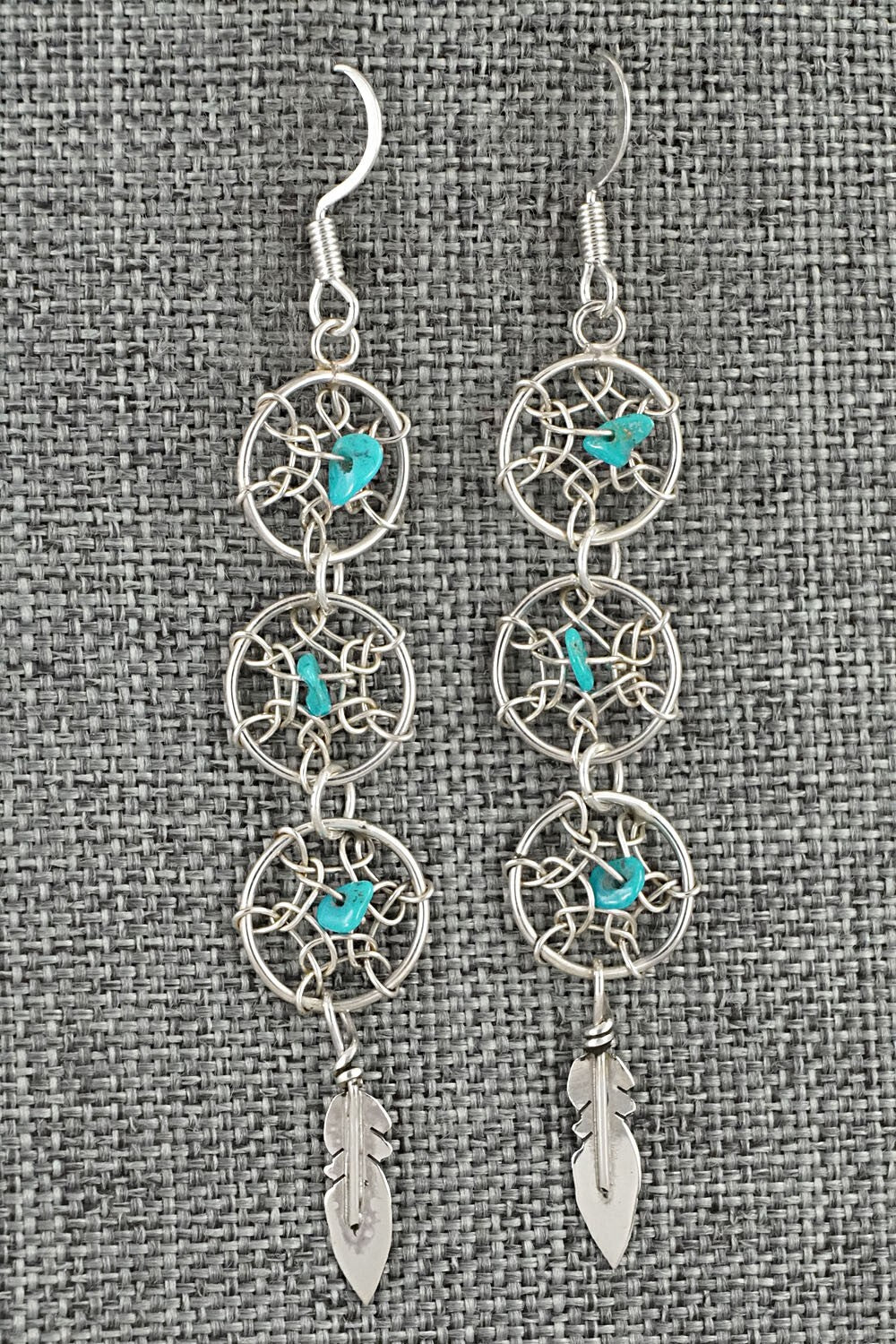 Turquoise & Sterling Silver Earrings - Lorenzo Arviso Jr.