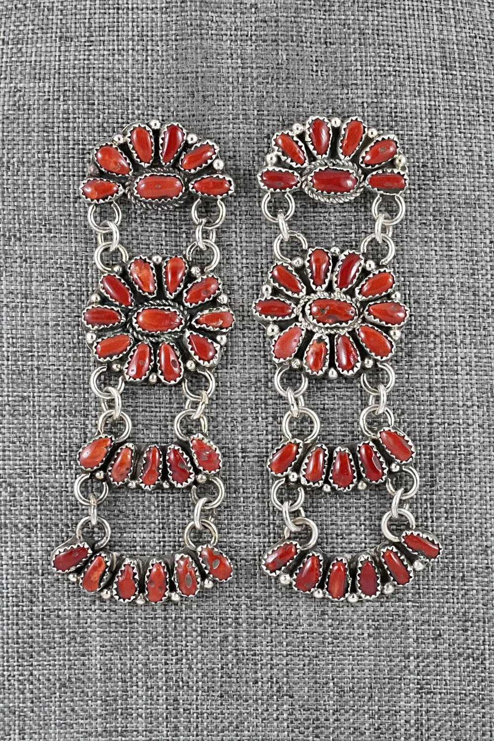 Coral & Sterling Silver Earrings - Justina Wilson