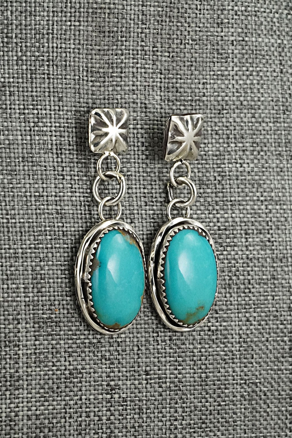 Turquoise & Sterling Silver Earrings - Ernest Hawthorne