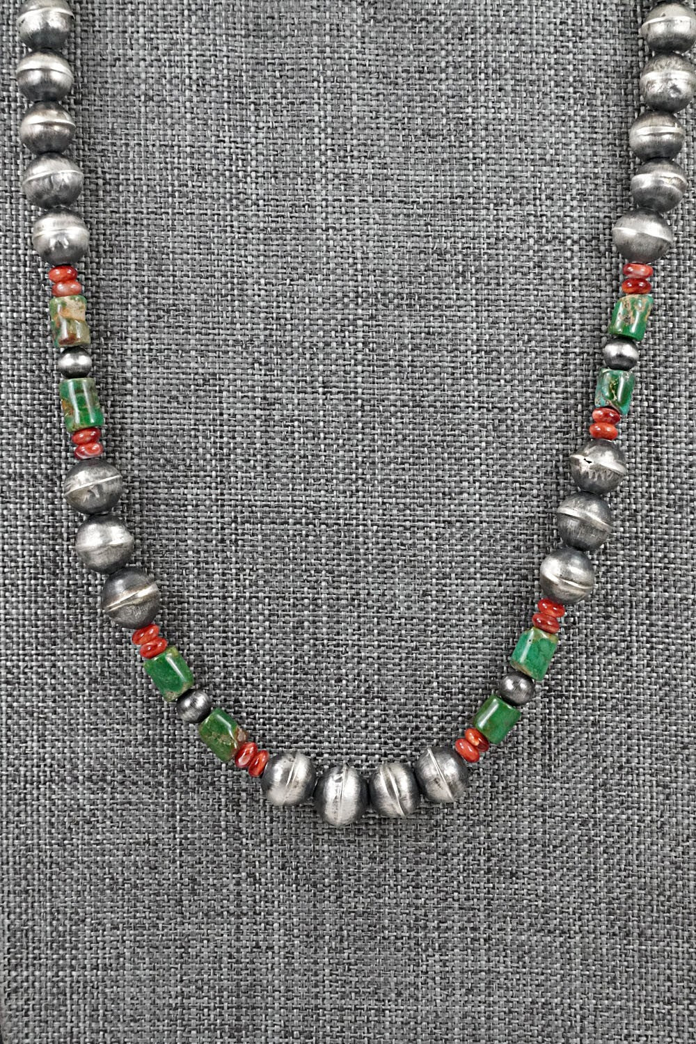 Multi-Stone & Sterling Silver Navajo Pearl Necklace 24" - Vintage