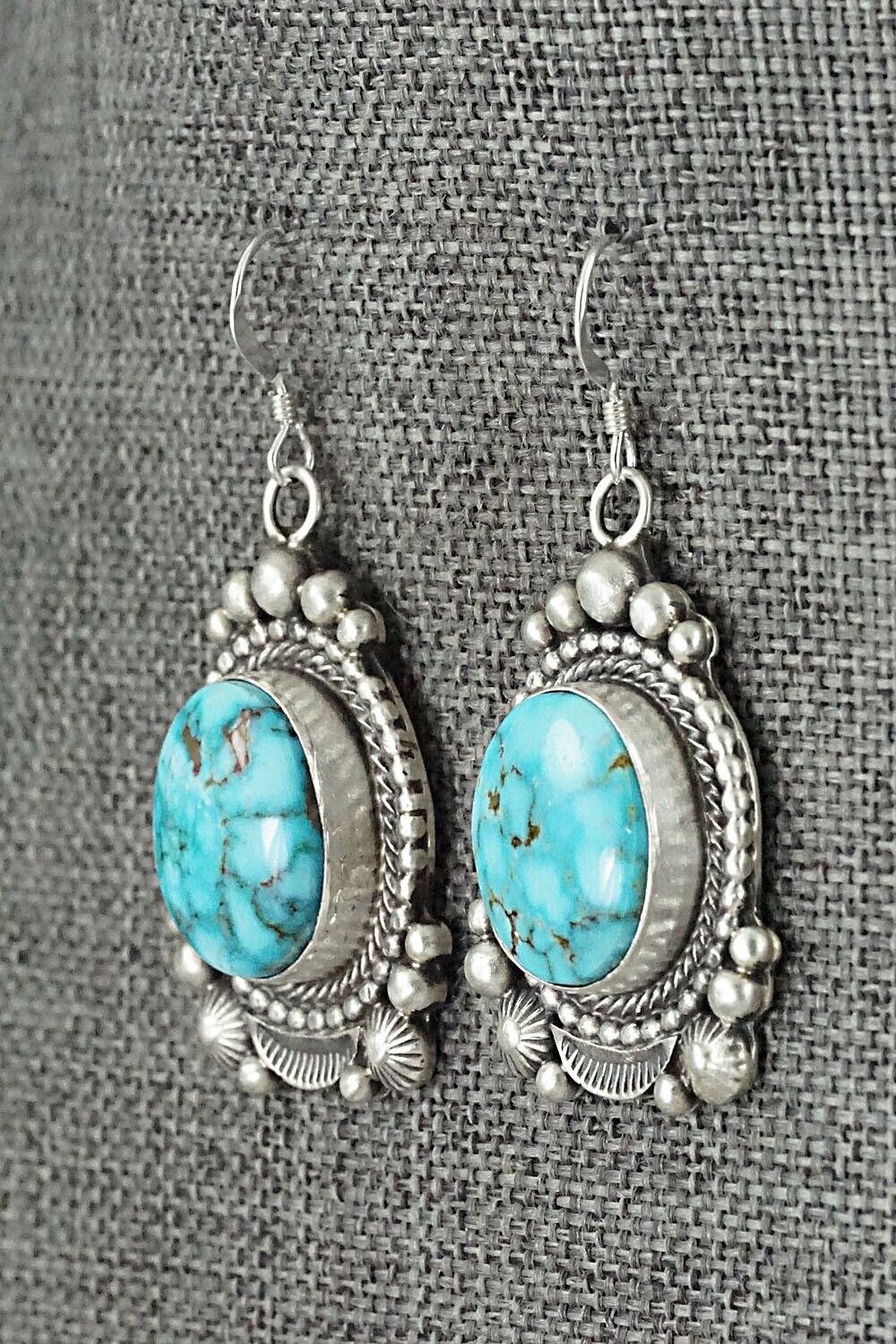 Turquoise & Sterling Silver Necklace and Earrings Set - Tom Lewis