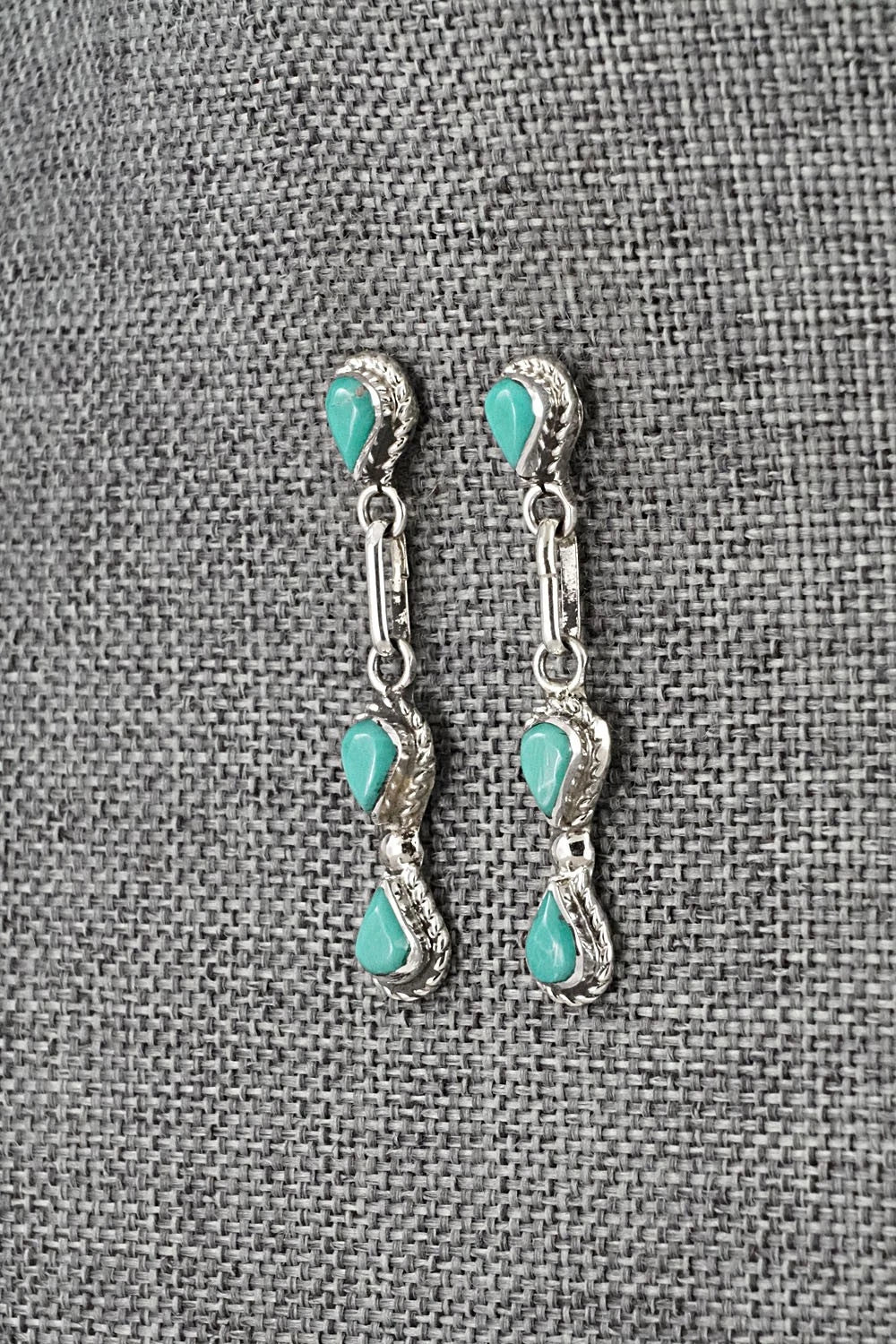 Turquoise & Sterling Silver Earrings - Carol Lateyice