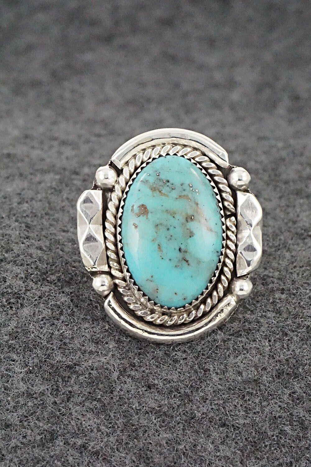 Turquoise & Sterling Silver Ring - Kenny Calavaza - Size 6.75