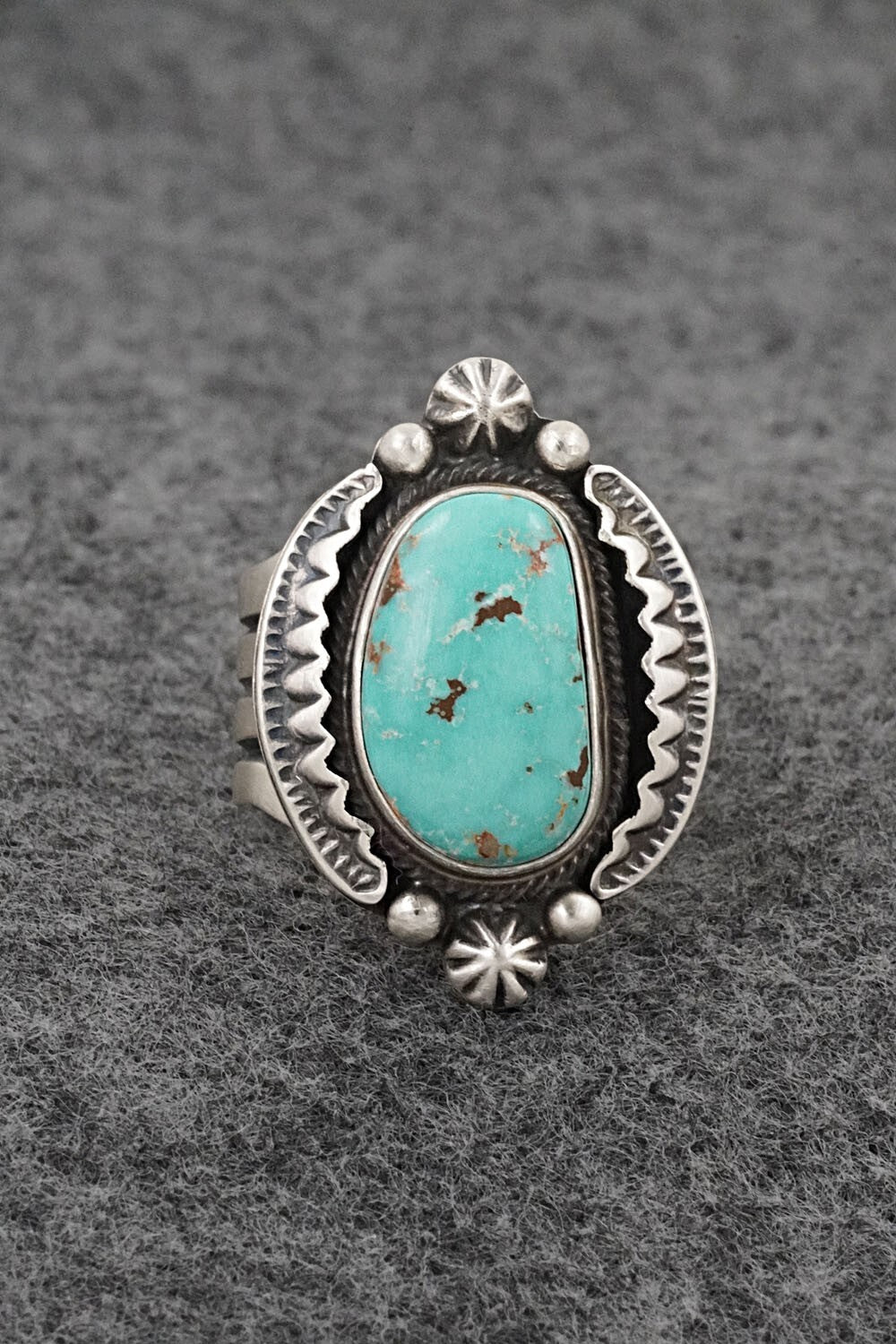 Turquoise & Sterling Silver Ring - Randy Billy - Size 8.5