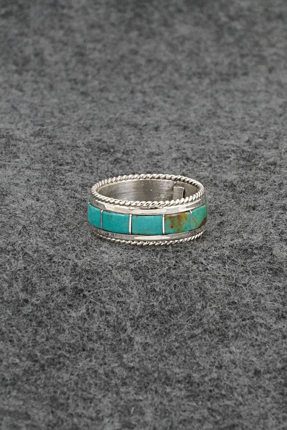 Turquoise & Sterling Silver Ring - Bruce Johnson - Size 8.5