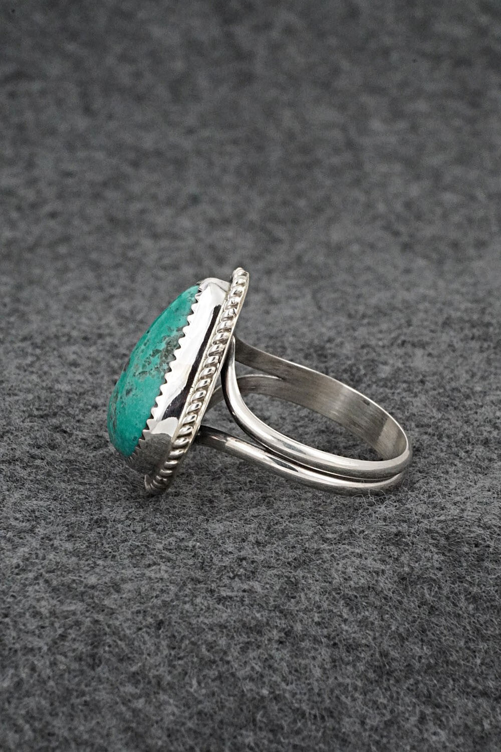 Turquoise & Sterling Silver Ring - Leslie Nez - Size 10.75