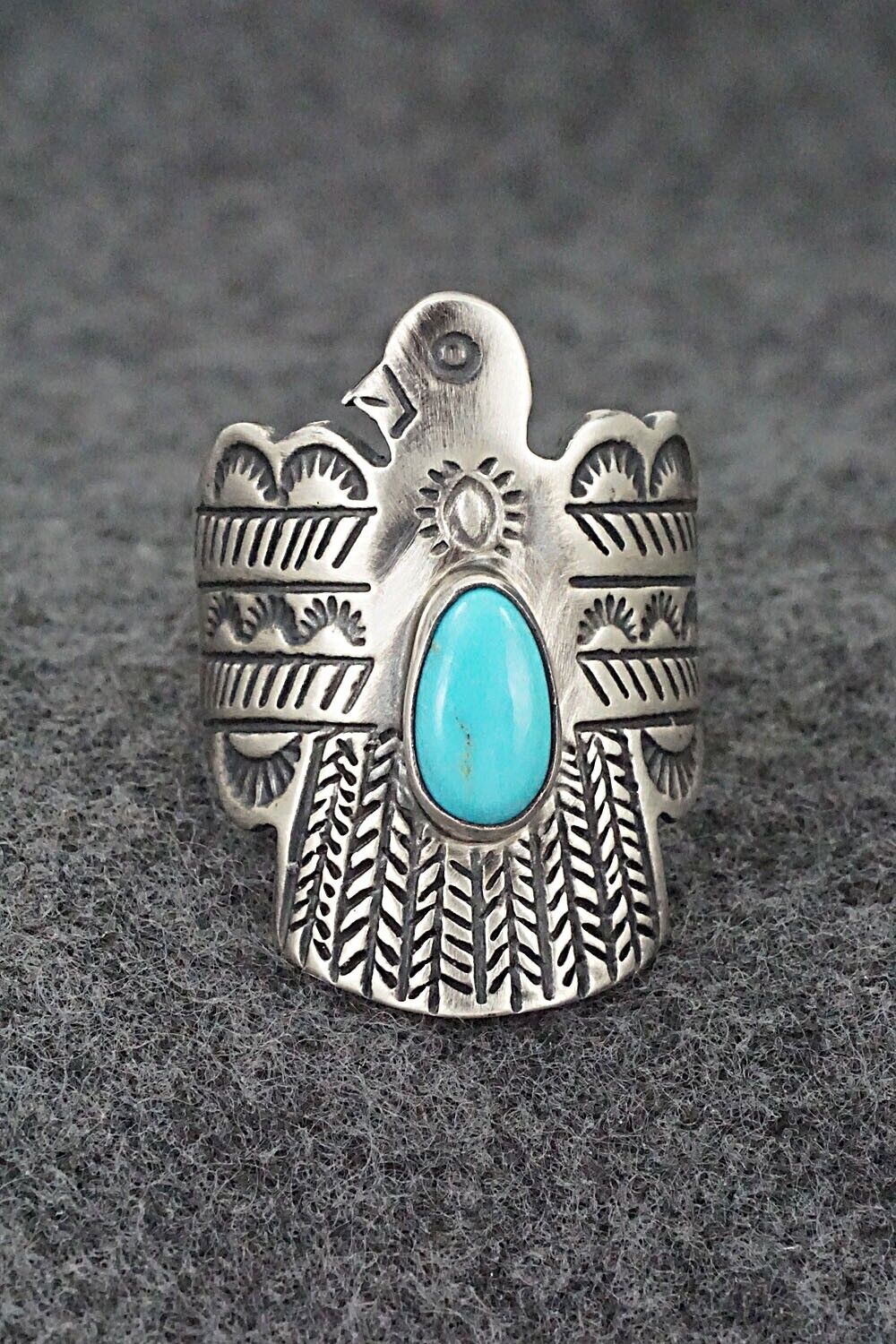 Turquoise and Sterling Silver Ring - Raymond Coriz - Size 11