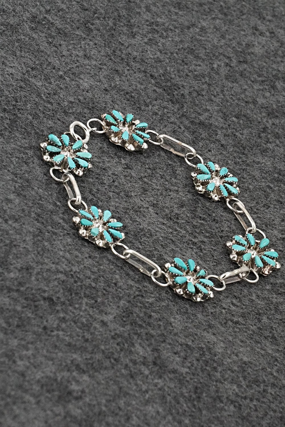 Turquoise & Sterling Silver Link Bracelet - David Leekity