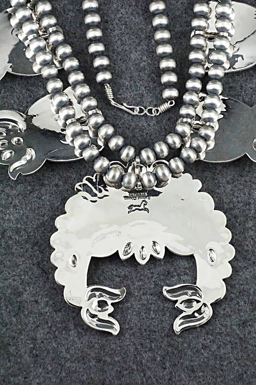 Turquoise & Sterling Silver Squash Blossom Necklace - Roland Dixson