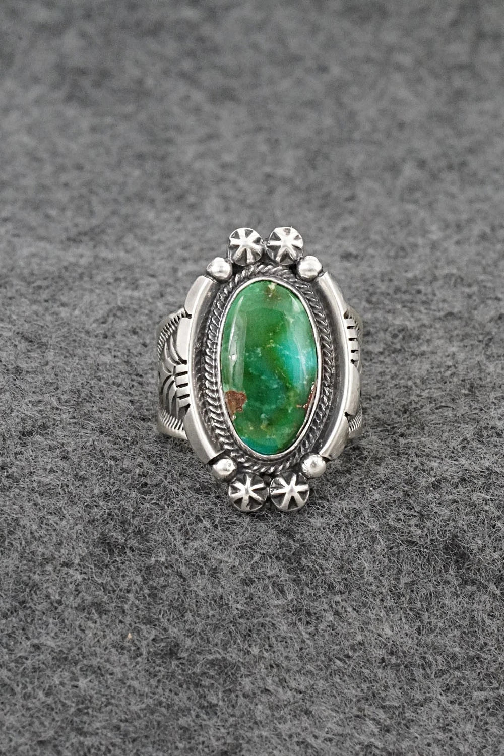 Turquoise & Sterling Silver Ring - Samuel Yellowhair - Size 8