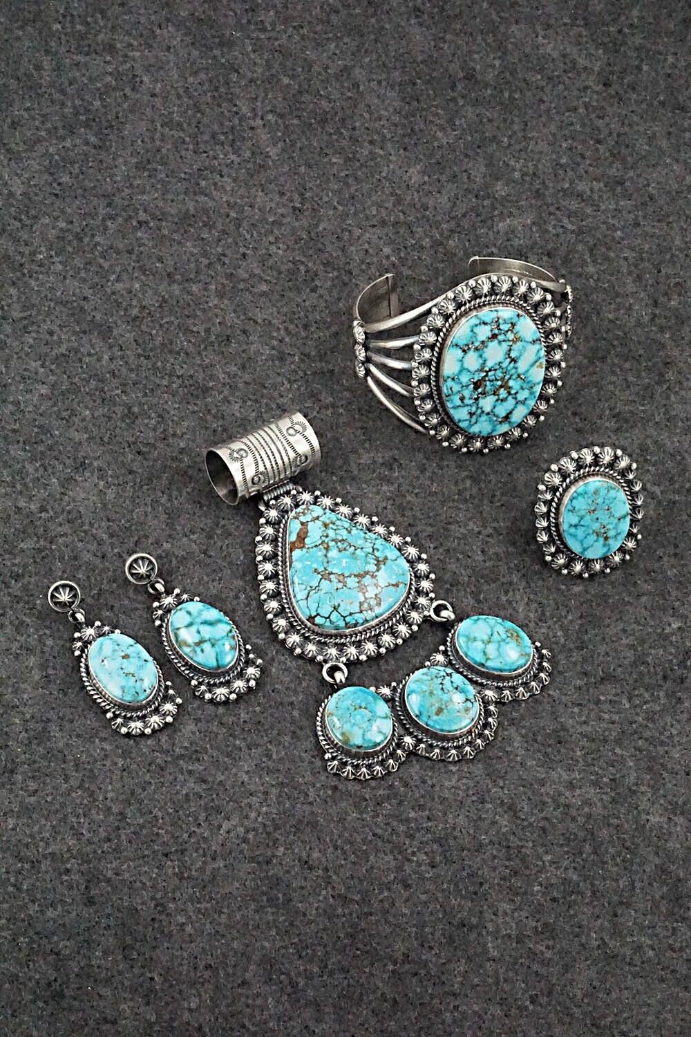 Turquoise & Sterling Silver Pendant Set - Raymond Delgarito
