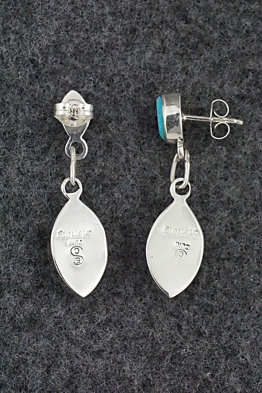 Turquoise & Sterling Silver Earrings - Eldrick Seoatwa
