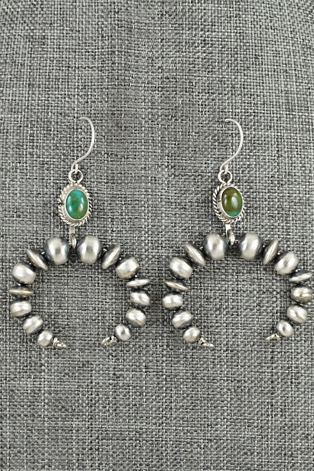 Turquoise & Sterling Silver Navajo Pearl Earrings - Rena Begay