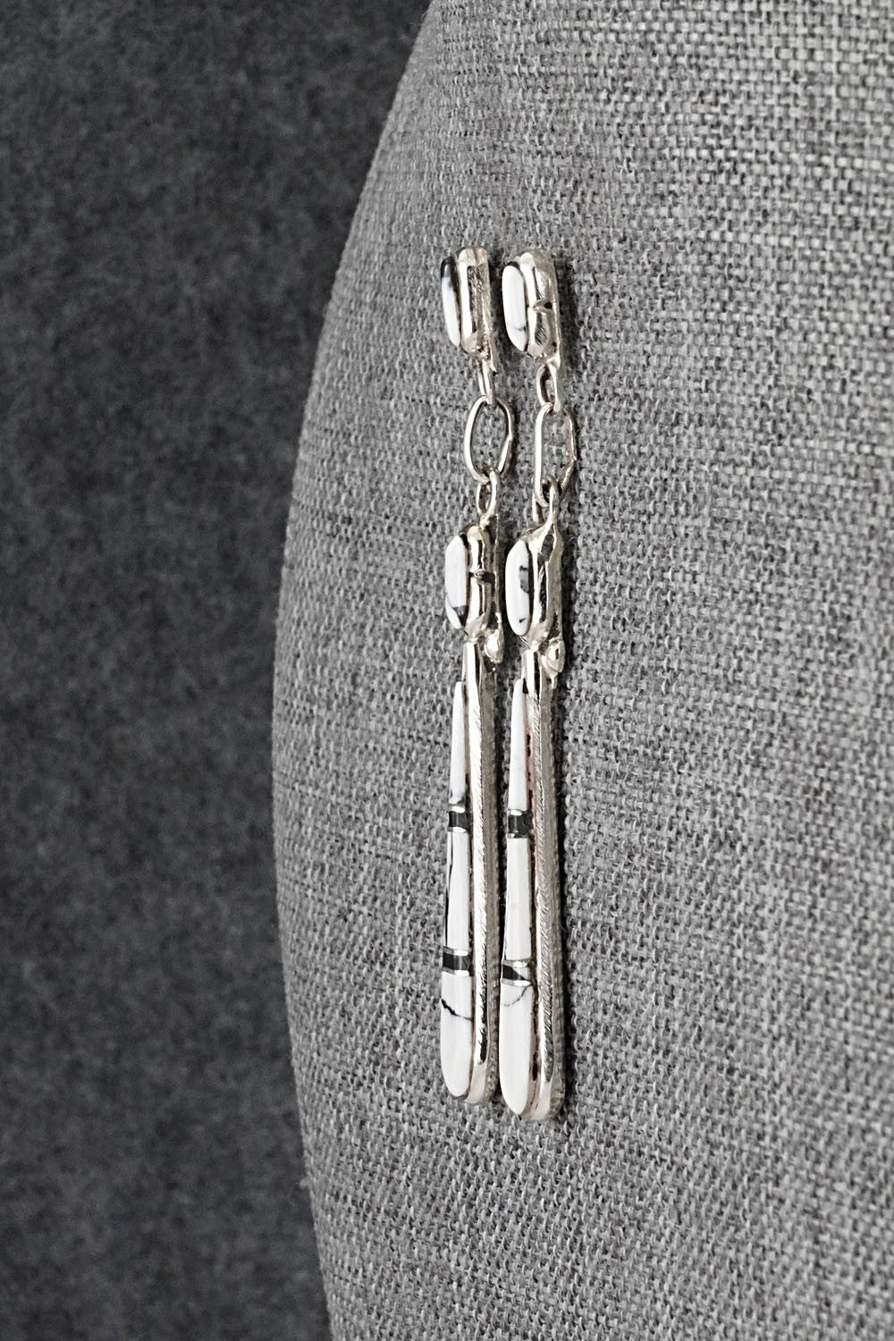 White Buffalo & Sterling Silver Earrings - Terrance Panteah
