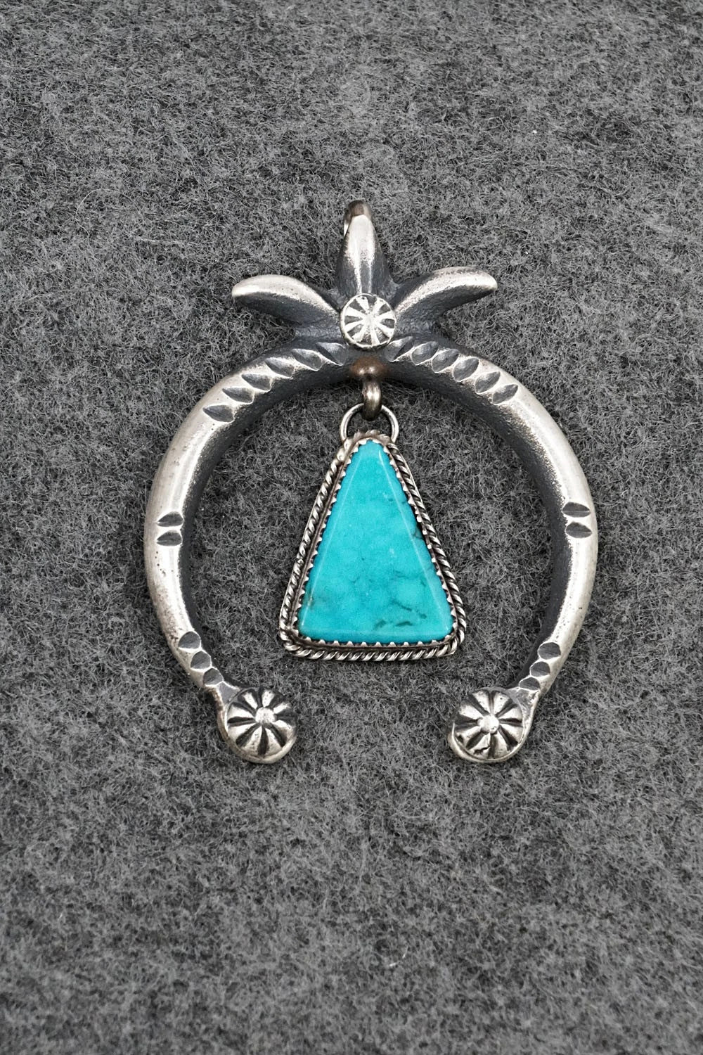 Turquoise & Sterling Silver Naja Pendant - Martha Cayatineto