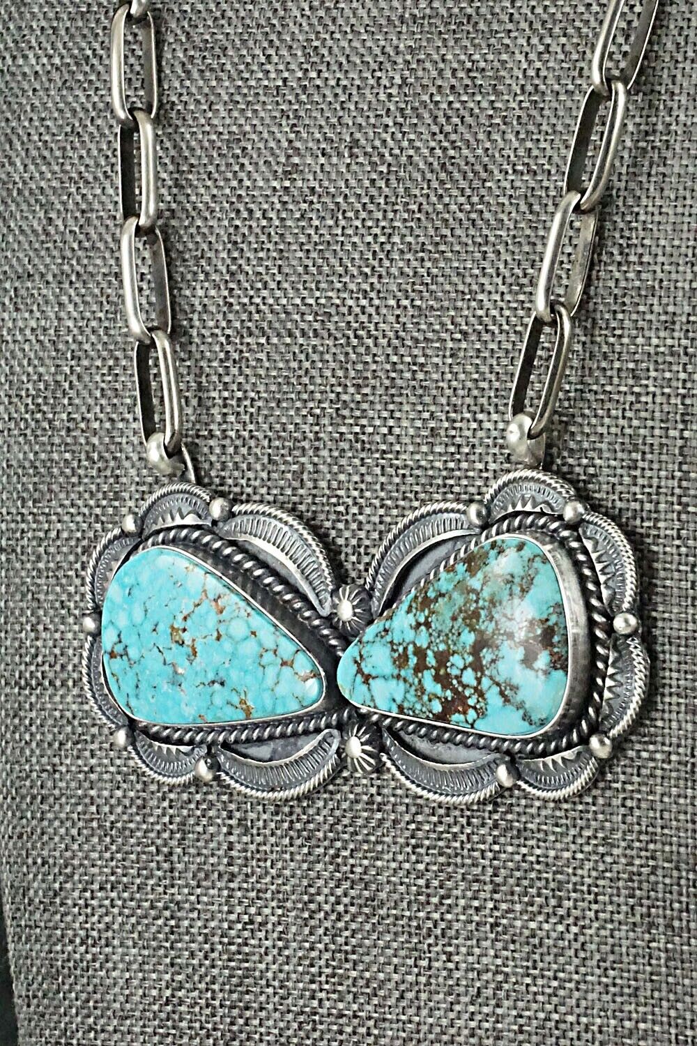 Turquoise & Sterling Silver Necklace - Raymond Delgarito