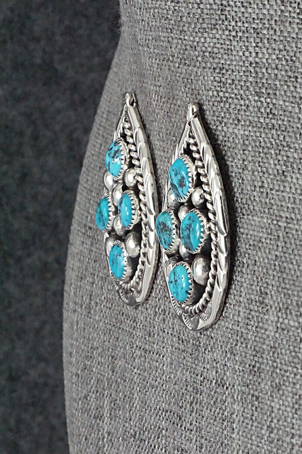 Turquoise & Sterling Silver Earrings - Chester Charley