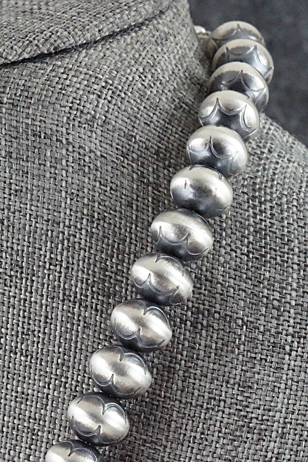 Sterling Silver Navajo Pearl Necklace 20" - Dorinda Mariano