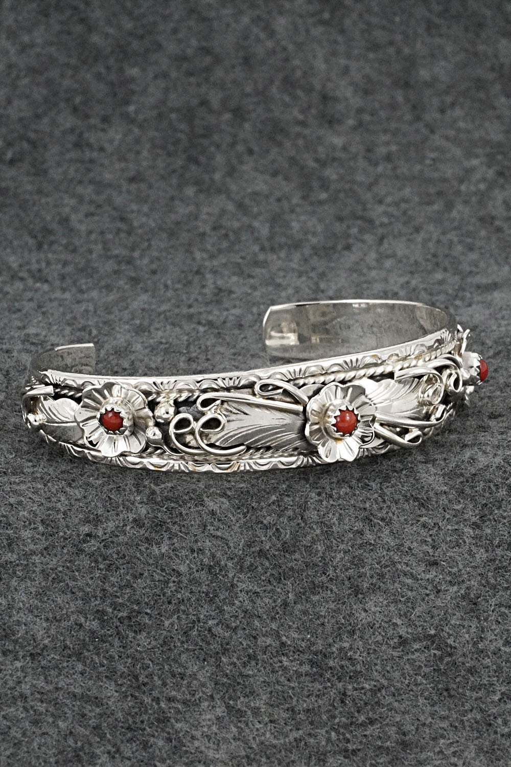 Coral & Sterling Silver Bracelet - Bessie Joe