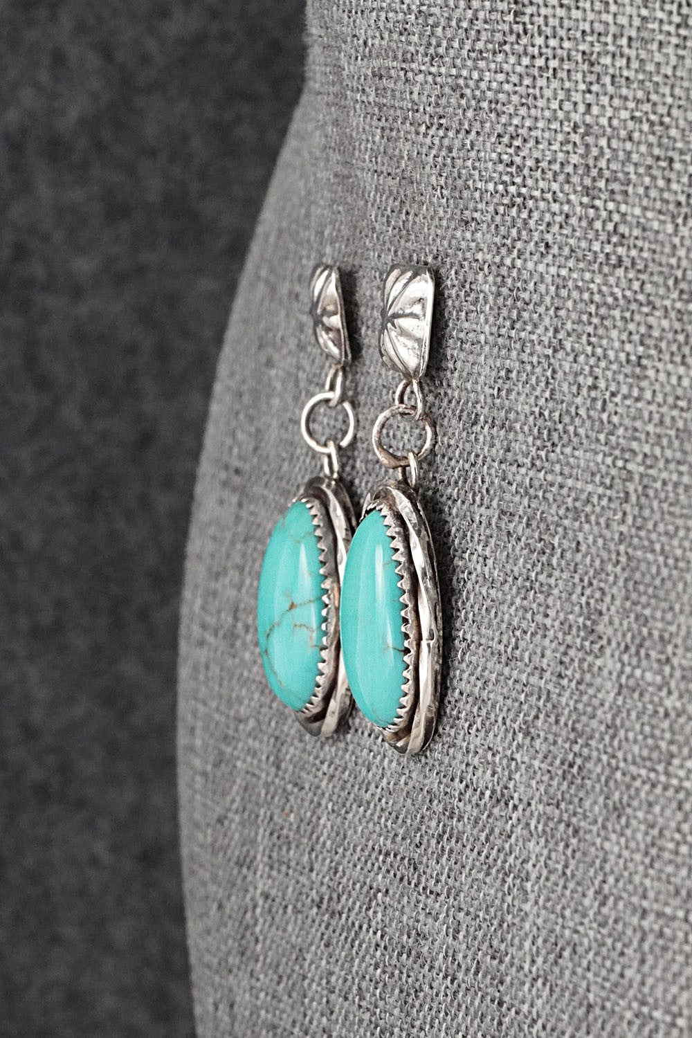 Turquoise & Sterling Silver Earrings - Ernest Hawthorne