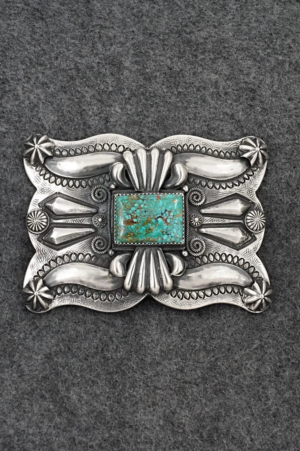 Turquoise & Sterling Silver Belt Buckle - Delbert Gordon
