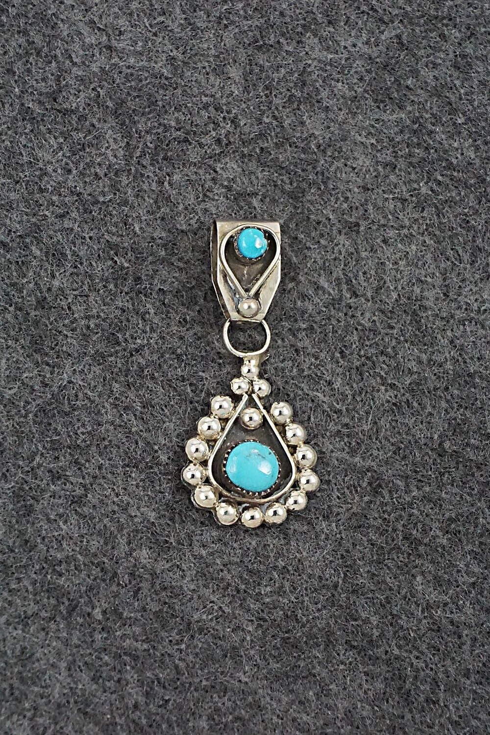 Turquoise and Sterling Silver Pendant - Verdie Booqua