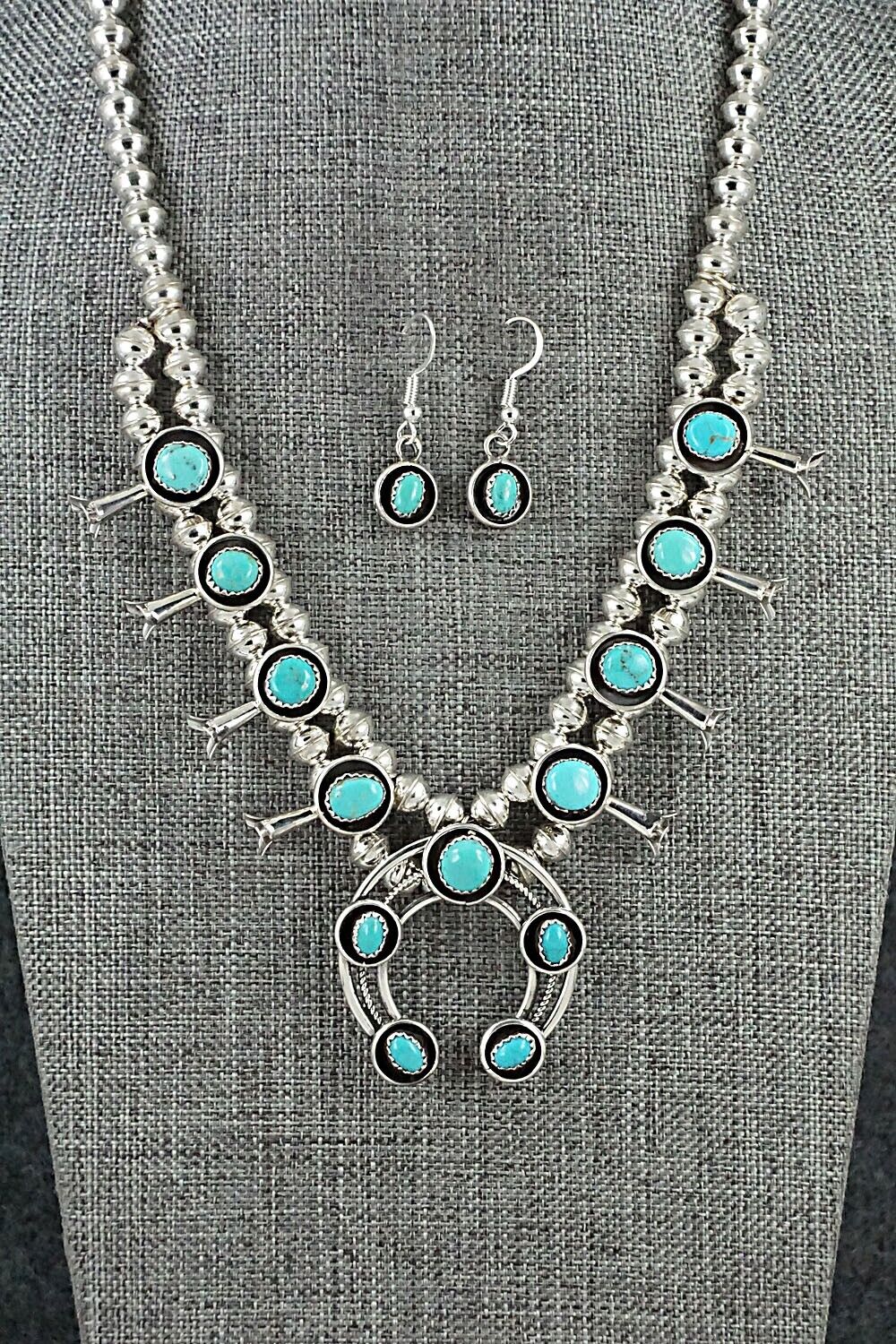 Turquoise & Sterling Silver Mini Squash Blossom Set - Phil Garcia