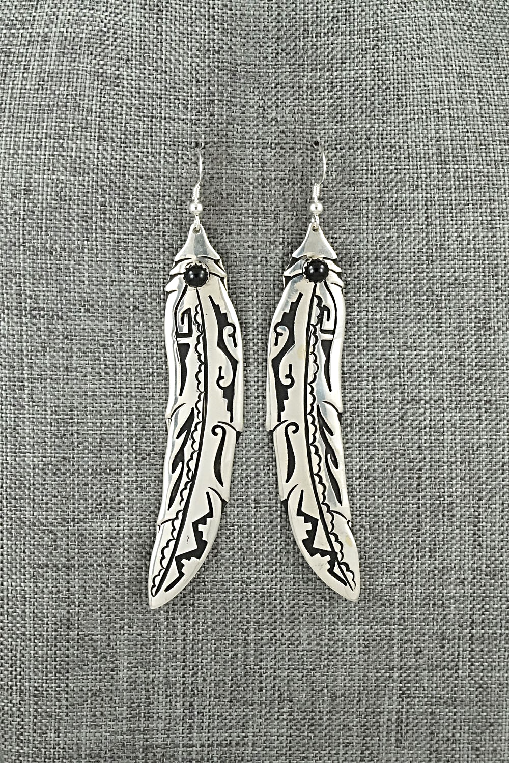 Onyx & Sterling Silver Earrings - Rosita Singer