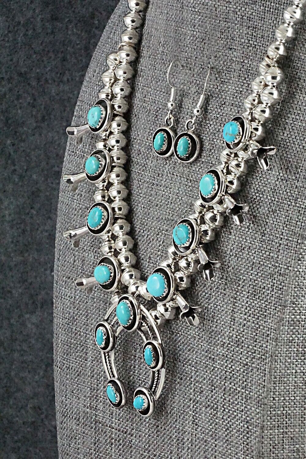 Turquoise & Sterling Silver Mini Squash Blossom Set - Phil Garcia